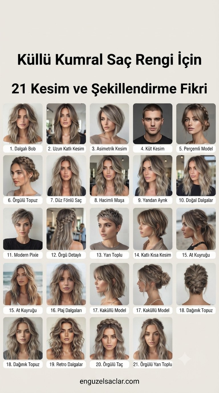 Küllü Kumral Saç Rengi İçin 21 Kesim ve Şekillendirme Fikri