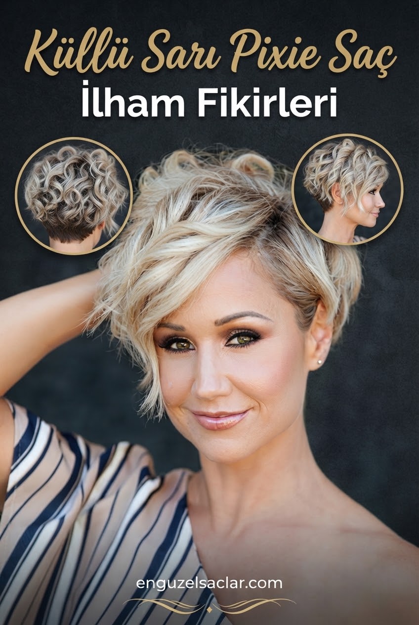 Küllü Sarı Pixie Saç İlham Fikirleri