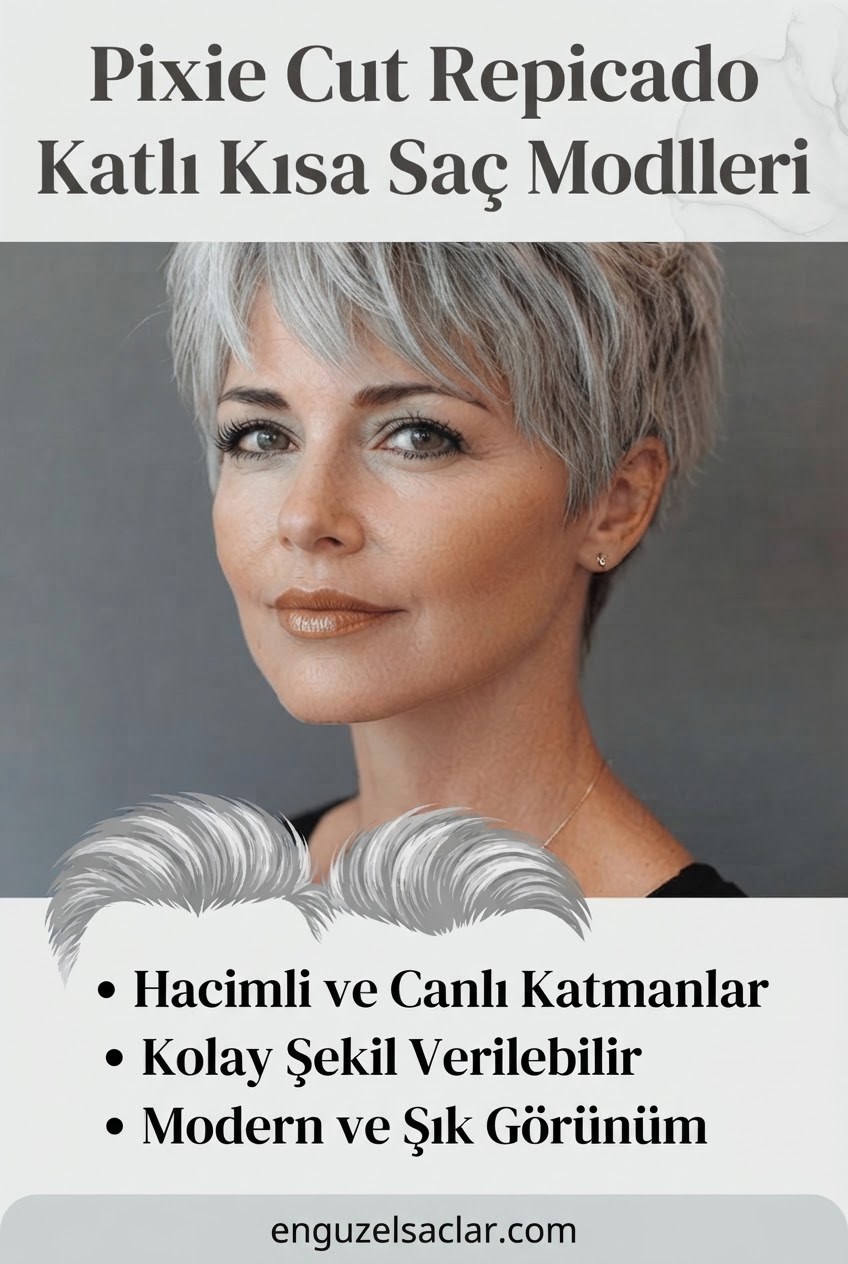 Pixie Cut Repicado Katlı Kısa Saç Modelleri