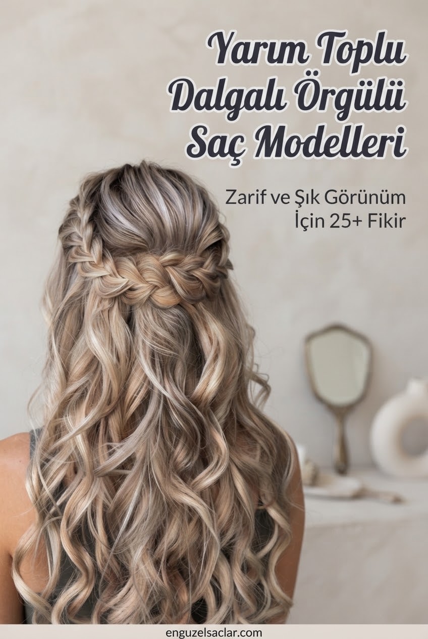 Yarım Toplu Dalgalı Örgülü Saç Modelleri