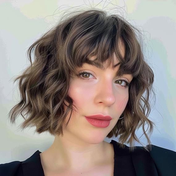 Perçemli dalgalı shaggy bob