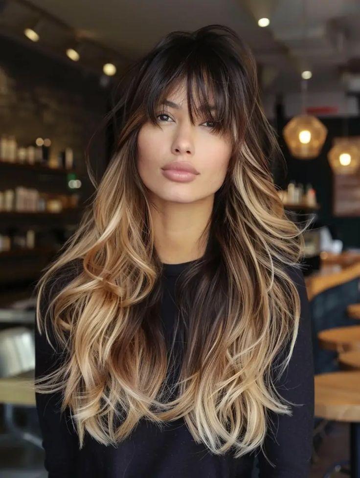Perçemli balayage katlı saç