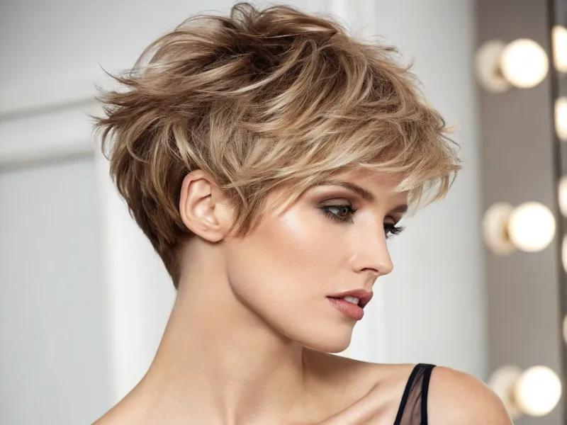 Katlı hacimli pixie saç modeli