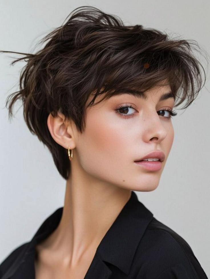 Koyu saç pixie modeli
