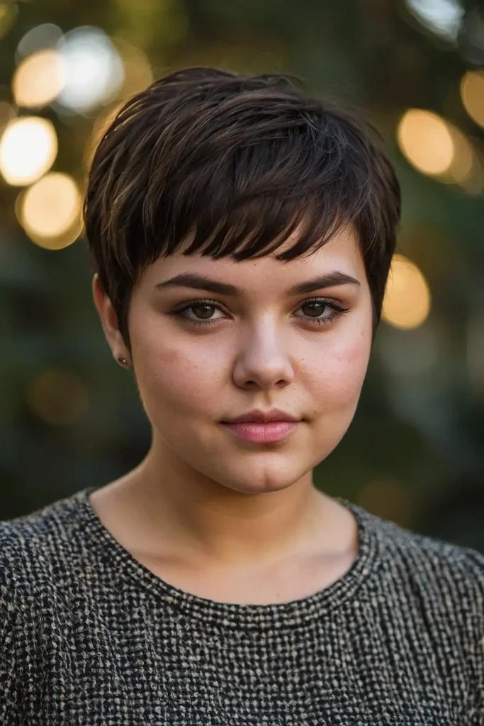 Yuvarlak yüz pixie modeli